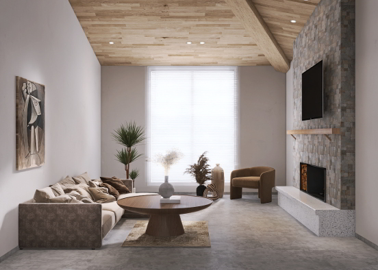 Elegant Living Room - Bohemian Style  Design Rendering