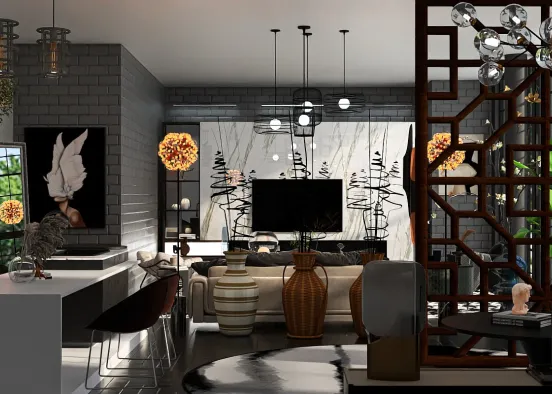 # Grey black wall  Renderização de Design