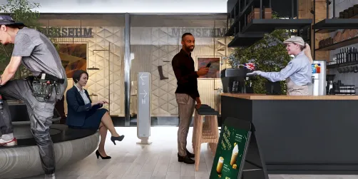 Shopping mall coffee stand