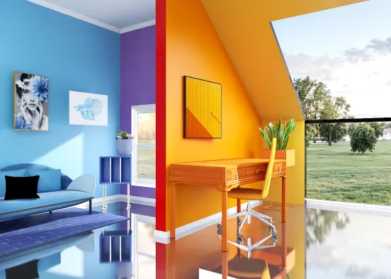 Ein Farben reicher Raum  Design Rendering