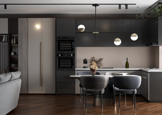 cucina abitabile moderna  Design Rendering
