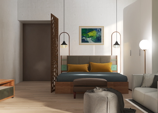 Спальная зона в гостинной Design Rendering