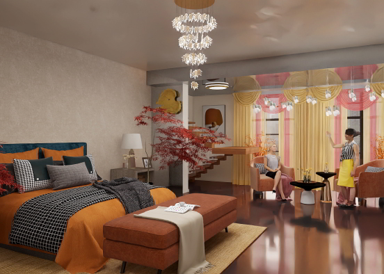 Beautiful orange room Design Rendering