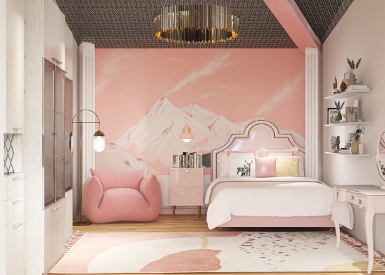 Pinky bedroom for a beautiful girl 👧  Design Rendering