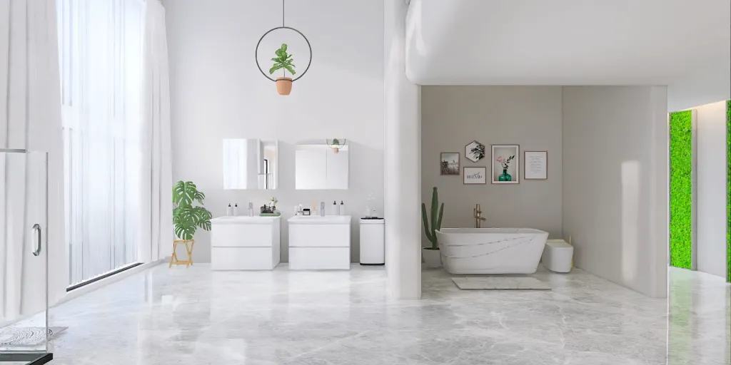 a white bathroom with a white couch and a white rug 