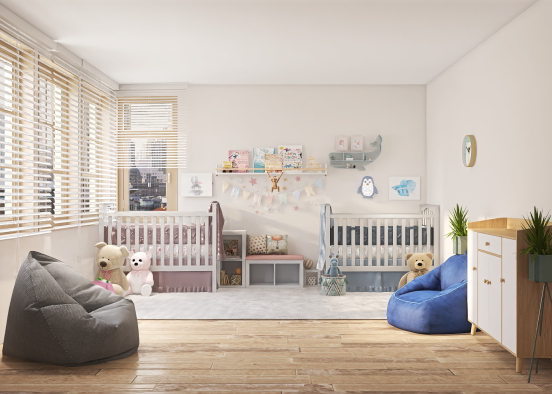 Baby room for boy and girl Design Rendering