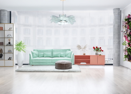 Rich girl living room  Design Rendering