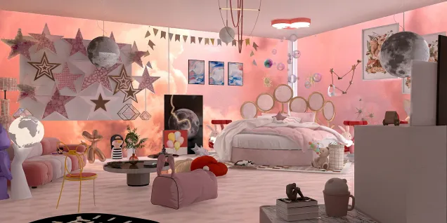 heart and stars pink room 