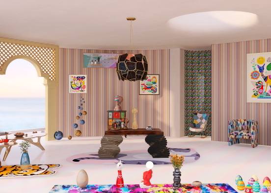 Colourful Living Room Design Rendering