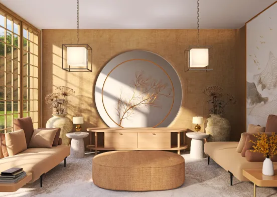 Brown Living Room  Design Rendering