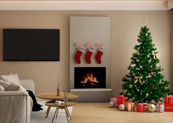 Cozy Christmas Living Room Design Rendering