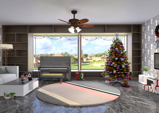 Christmas Themed Living Room Design Rendering