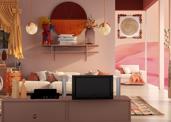 Peach Fuzz Living Room Design Rendering
