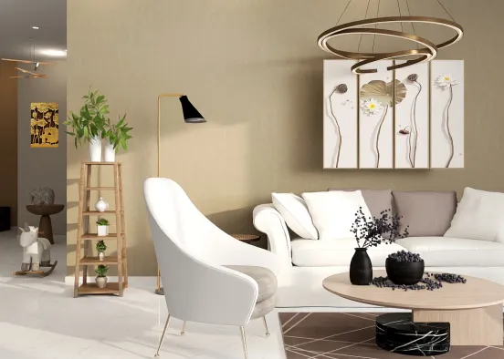 minimalist and Modern living room  Design Rendering