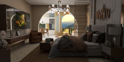 luxurious bedroom design showcasing cozy furnishing and elegant decor, featuring real-time 3D rendering with Homestyler, providing an immersive interior design experience.
