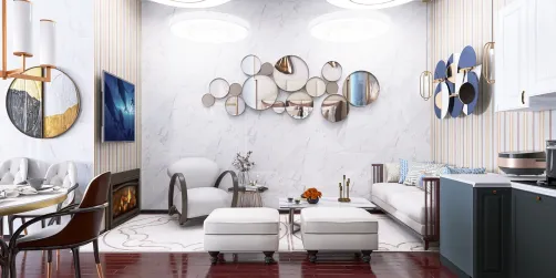 Modern Livingroom dining and kitchen 