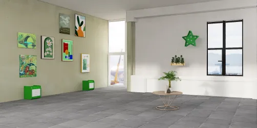 green tropical bedroom
