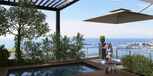 Alongamento com vista mar