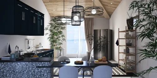 Wood and Black Granite