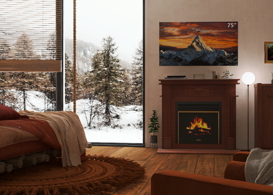 Room with fireplace  Design Rendering