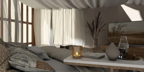 cozy bedroom with soft bedding and decorative pillows featuring smart furniture arrangement in contemporary style enhancing interior decor with Homestyler's real-time 3D rendering feature.