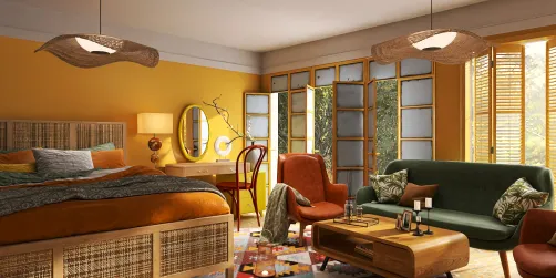 Bright colors bedroom idea 💡