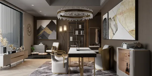 Gold, White and Grey Office