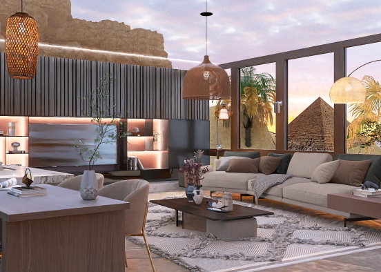 A house with a glass roof in Egypt Design Rendering