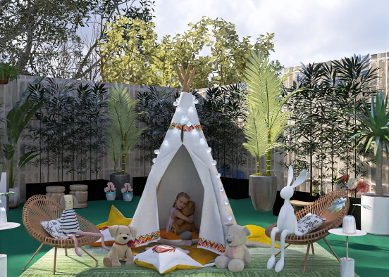 Camping with toys and pets  Design Rendering