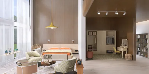 Sala Contemporânea integrada com closet