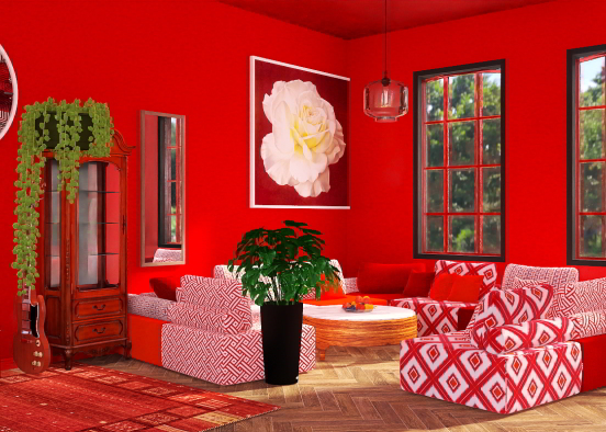 Rose Red Living Room  Design Rendering