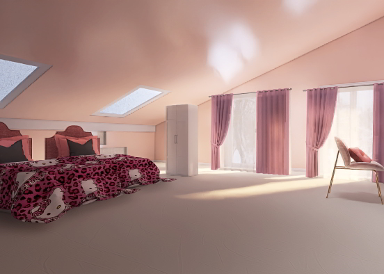 Pink themed bedroom  Design Rendering