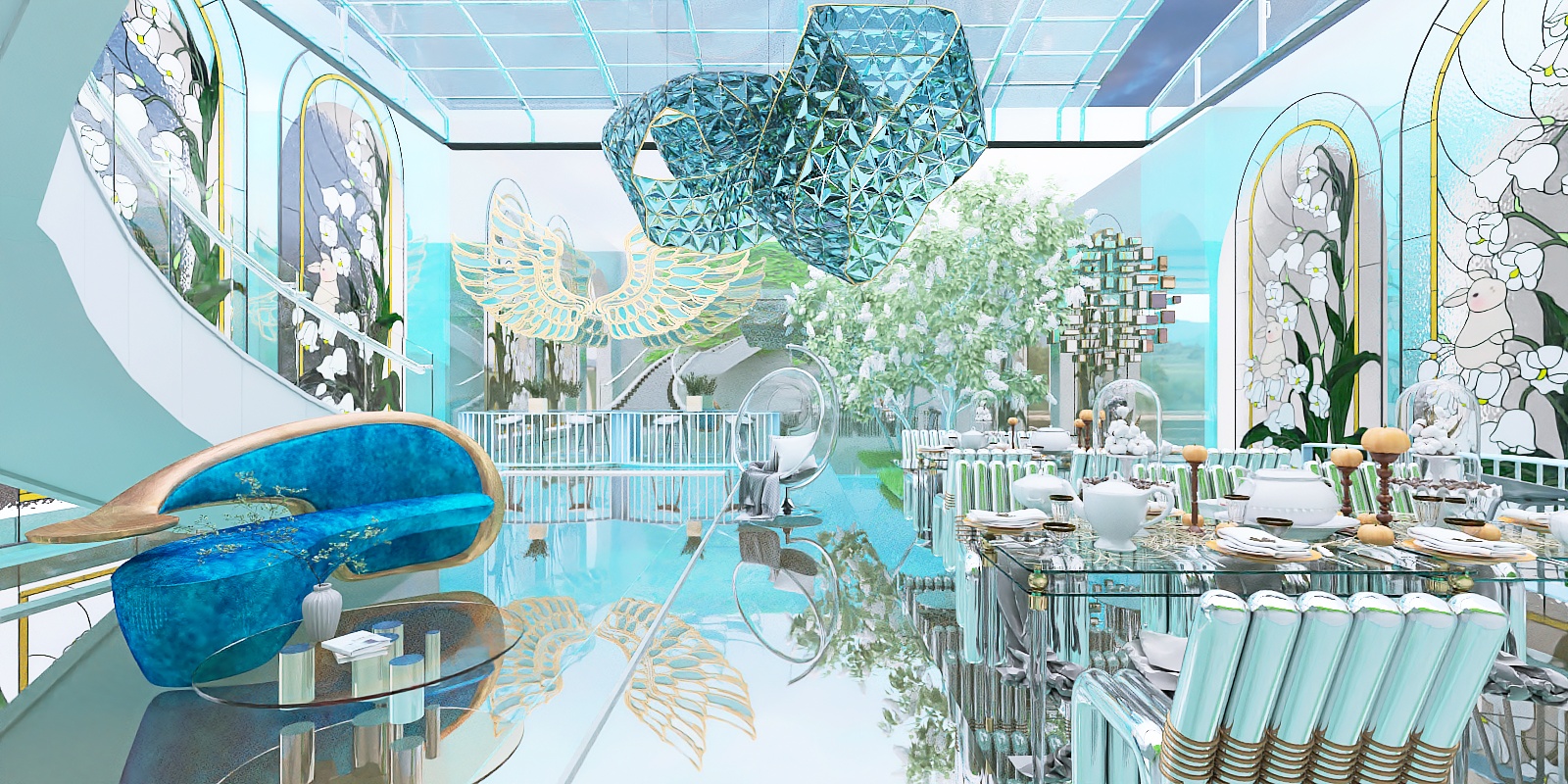 Glass decor For a cafe 🩵