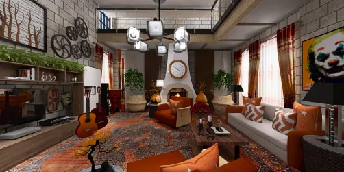 Scandinavian Living in Orange and natural wood ❣️❤