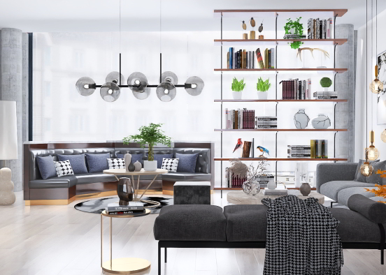 Gray living room idea 💡 Design Rendering