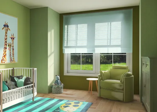 chambre de bébé verte  Design Rendering