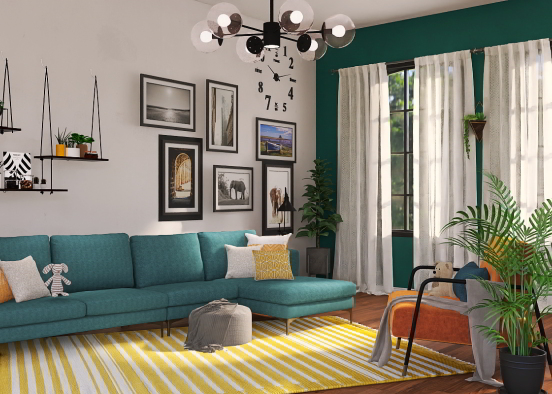 Colourful, Modern Living Room Design Rendering