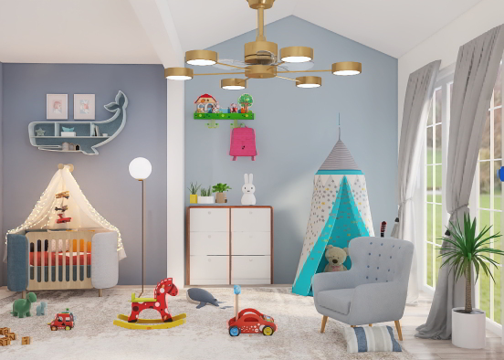 1 to 4 years old kids room 🦕 Design Rendering