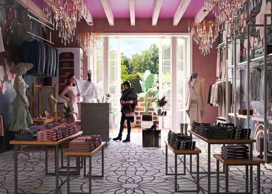 Pink & Grey Clothing Boutique  Design Rendering
