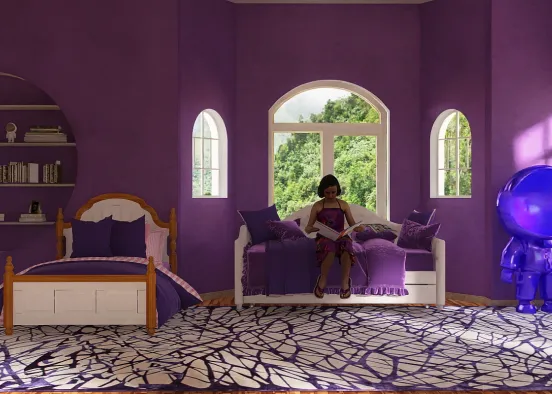 Cute purple little girl room Design Rendering