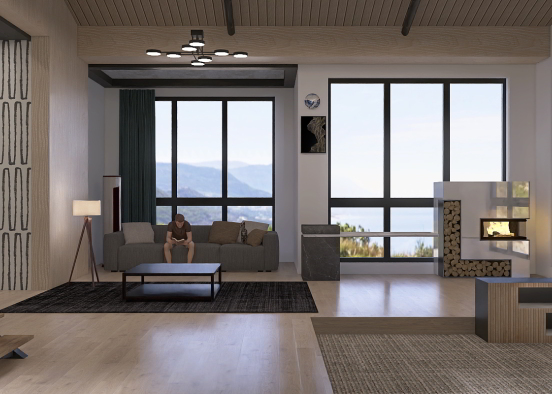 Mountainside Living room Design Rendering
