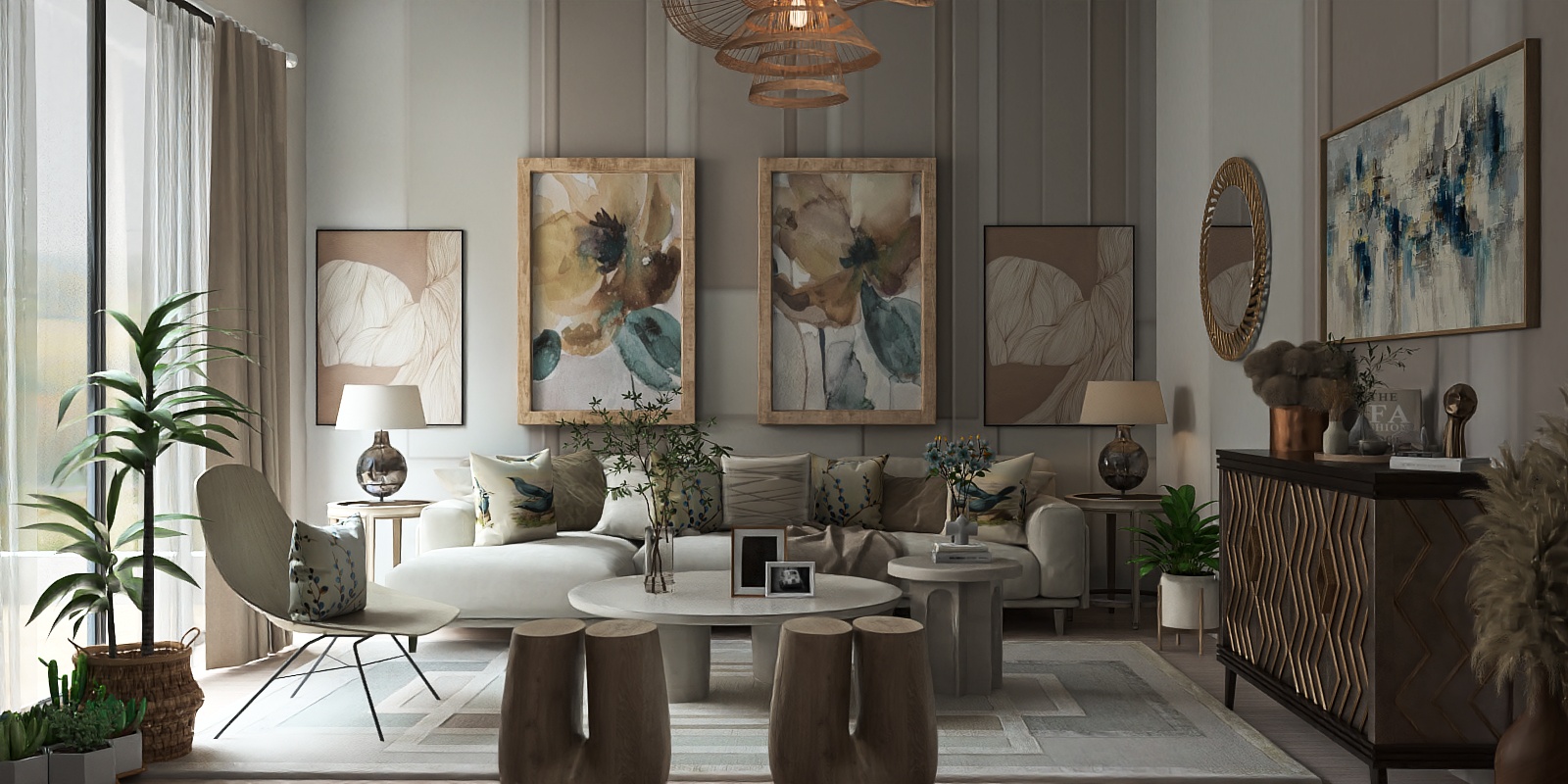 Earth tone vibes with a pop of blue