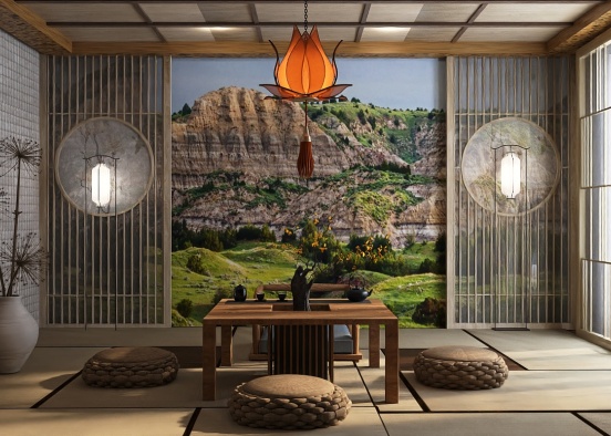 Traditional Japanese Tea Room Design Rendering
