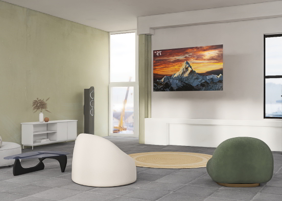 cool living room with big tv Design Rendering