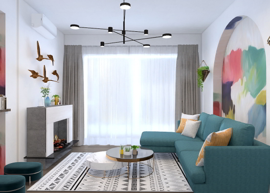 warm and cosy living Design Rendering