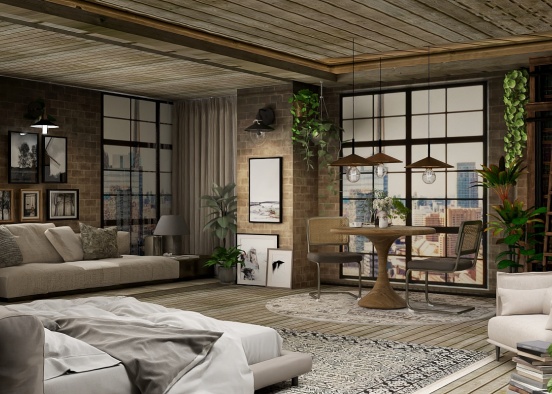 Rustic Loft Living Design Rendering