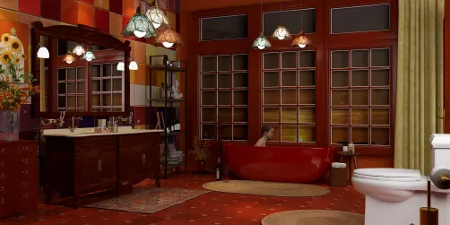 Red and Orange Bathroom 
