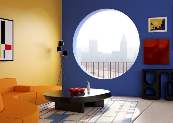 bauhaus inspired living room Design Rendering