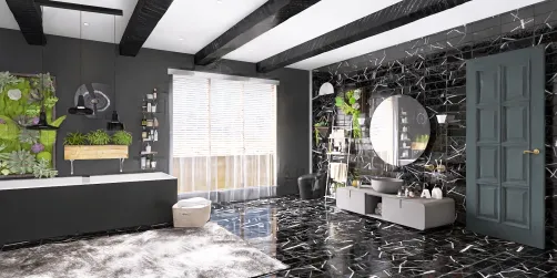 Cozy black bathroom