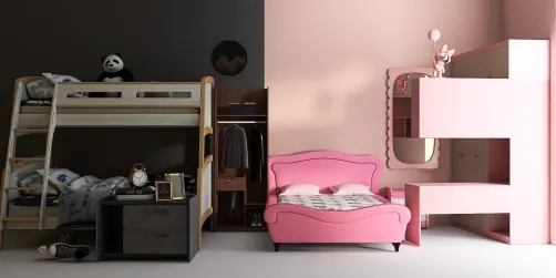 cuarto de niños de color negro y rosa 
